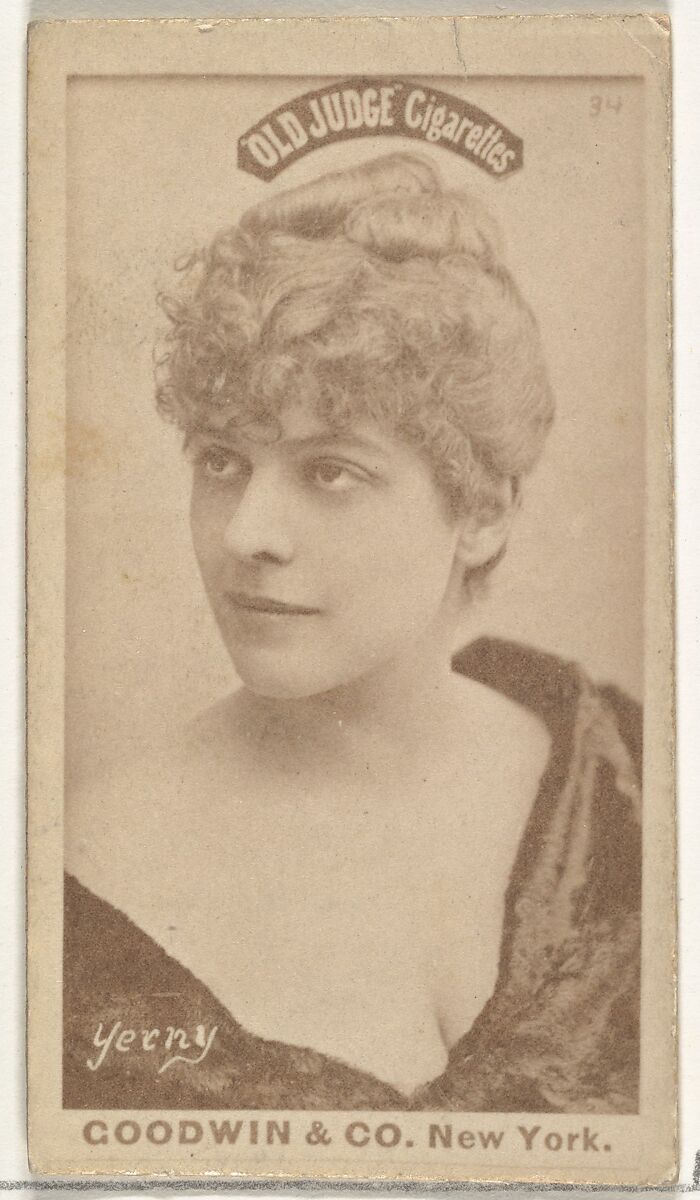 Yerny, from the Actors and Actresses series (N171) for Old Judge Cigarettes, Issued by Goodwin &amp; Company, Albumen photograph 