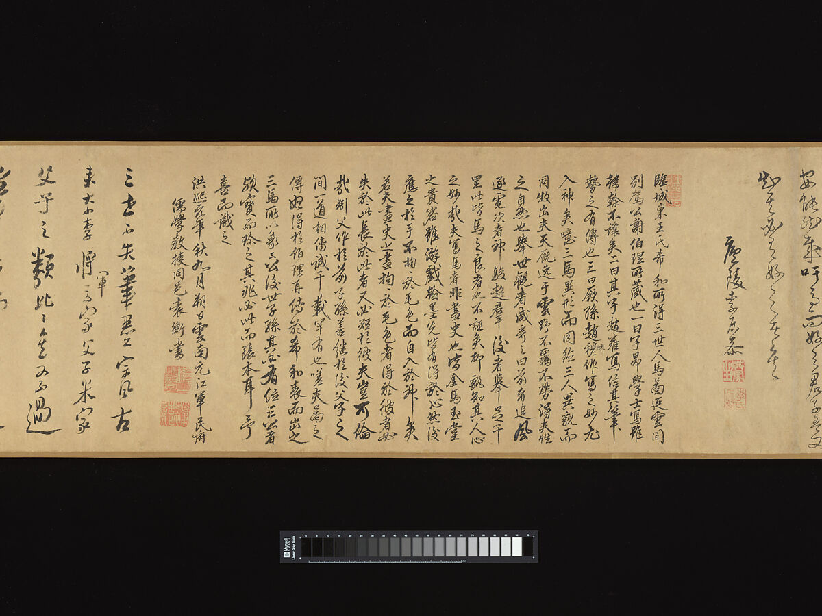 Grooms and horses, Zhao Mengfu (Chinese, 1254–1322), Handscroll; ink and color on paper, China