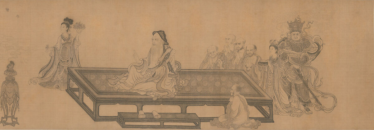 Vimalakirti and the Doctrine of Nonduality, Wang Zhenpeng (Chinese, active ca. 1275–1330), Handscroll; ink on silk, China 