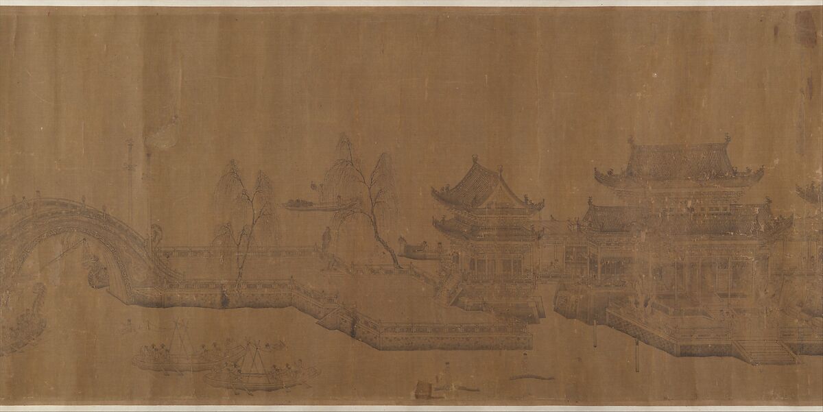 Dragon Boat Regatta on Jinming Lake, After Wang Zhenpeng (Chinese, active ca. 1275–1330), Handscroll; ink on silk, China