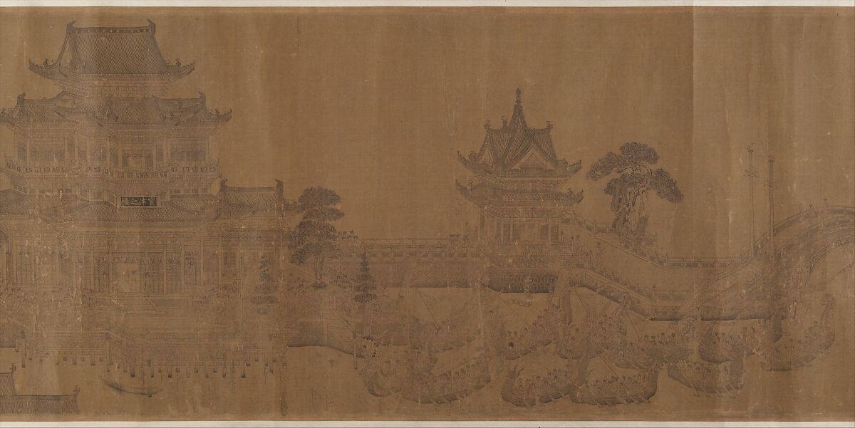 Dragon Boat Regatta on Jinming Lake, After Wang Zhenpeng (Chinese, active ca. 1275–1330), Handscroll; ink on silk, China