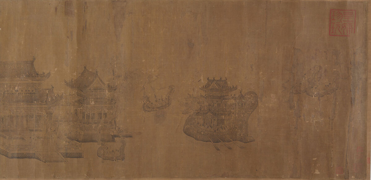 Dragon Boat Regatta on Jinming Lake, After Wang Zhenpeng (Chinese, active ca. 1275–1330), Handscroll; ink on silk, China 