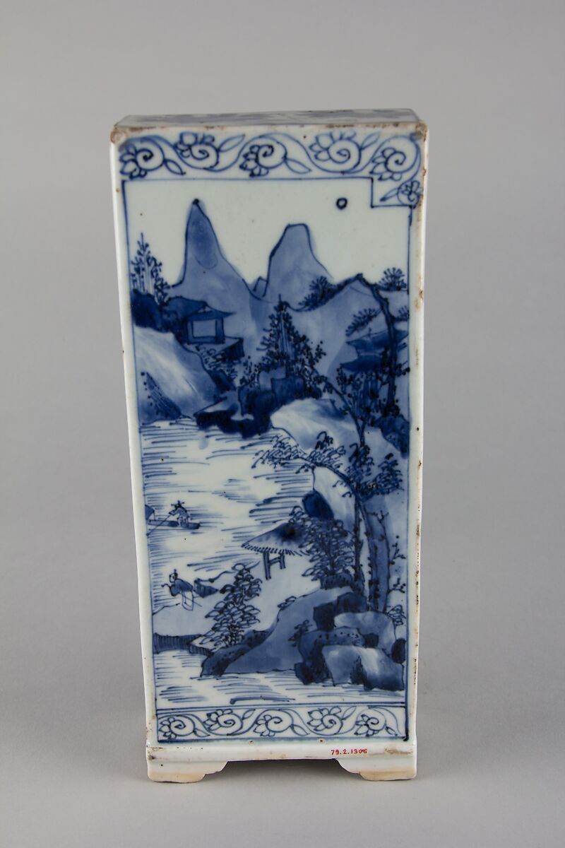 Table screen with immortals and landscape, Porcelain painted in underglaze cobalt blue (Jingdezhen ware), China 