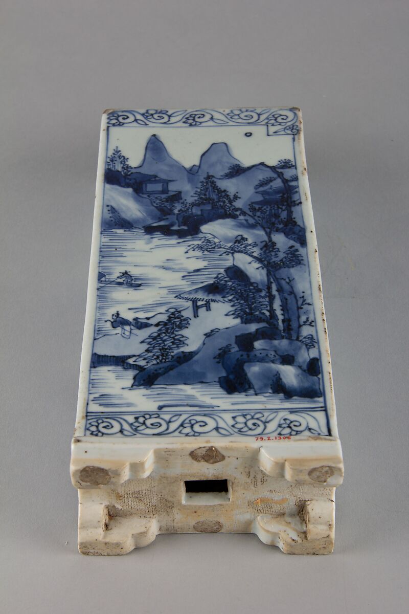Table screen with immortals and landscape, Porcelain painted in underglaze cobalt blue (Jingdezhen ware), China