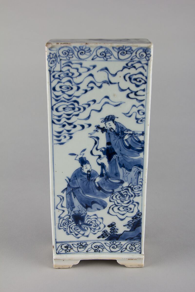 Table screen with immortals and landscape, Porcelain painted in underglaze cobalt blue (Jingdezhen ware), China