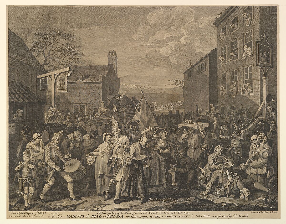 The March to Finchley (A Representation of the March of the Guards towards Scotland in the Year 1745), Luke Sullivan (Irish, 1705–1771 London), Etching and engraving; fifth state of eight 
