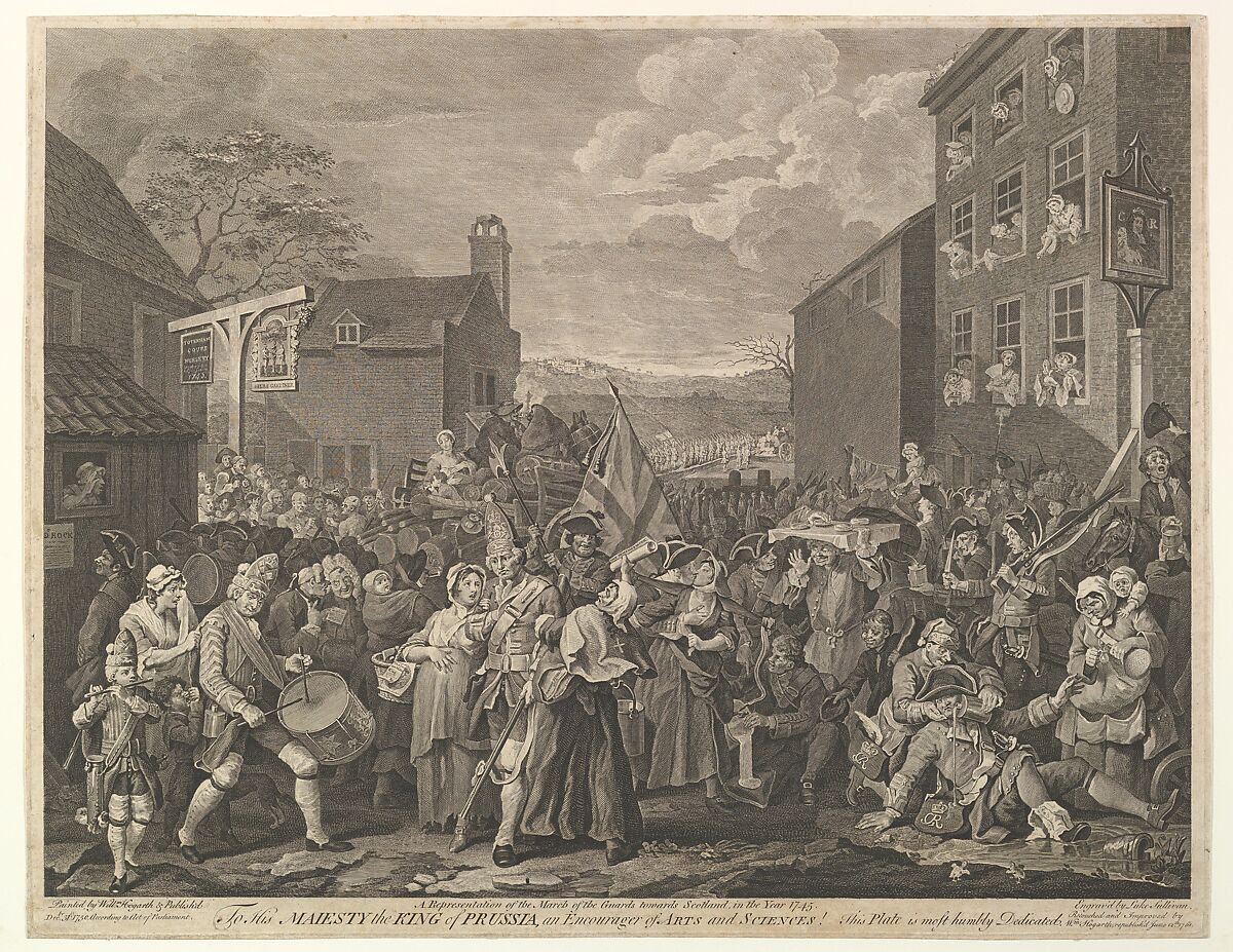 The March to Finchley--A Representation of the March of the Guards towards Scotland in the Year 1745, Luke Sullivan (Irish, 1705–1771 London), Etching and engraving; eighth state of eight 