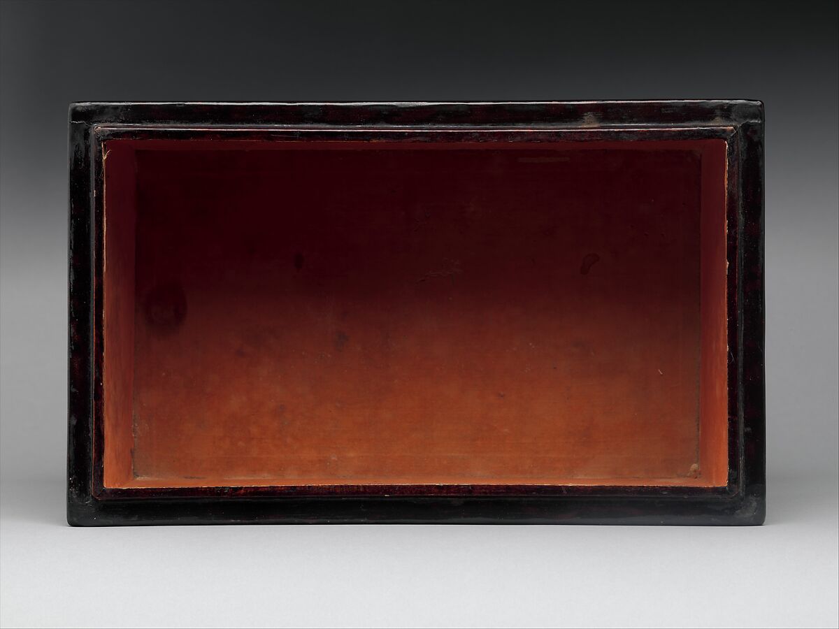 Box decorated with flowers and clouds, Lacquer inlaid with mother-of-pearl, tortoiseshell, and brass wire, Korea