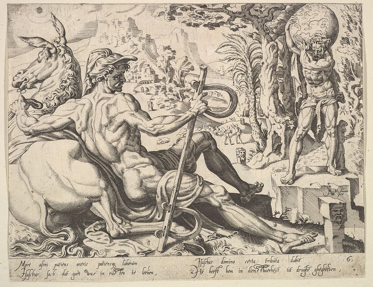 Issachar, from "The Twelve Patriarchs", After Maarten van Heemskerck (Netherlandish, Heemskerck 1498–1574 Haarlem), Etching; second state