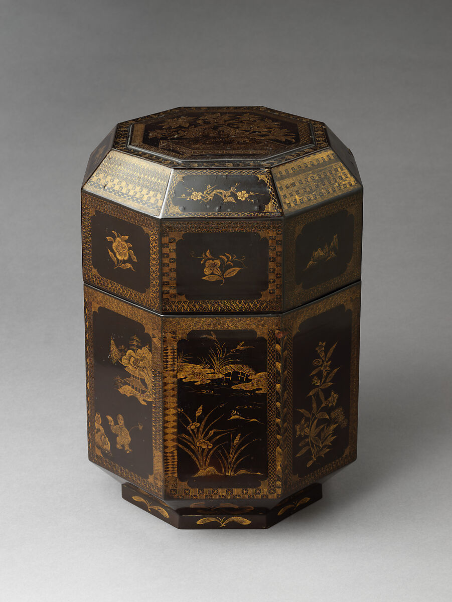 Food box, Black lacquer with engraved-gold decoration, Japan (Ryūkyū Islands) 