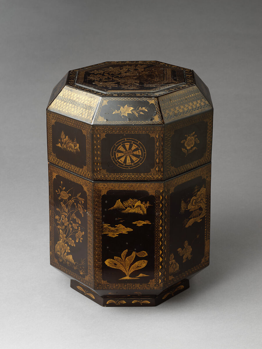 Food box, Black lacquer with engraved-gold decoration, Japan (Ryūkyū Islands)