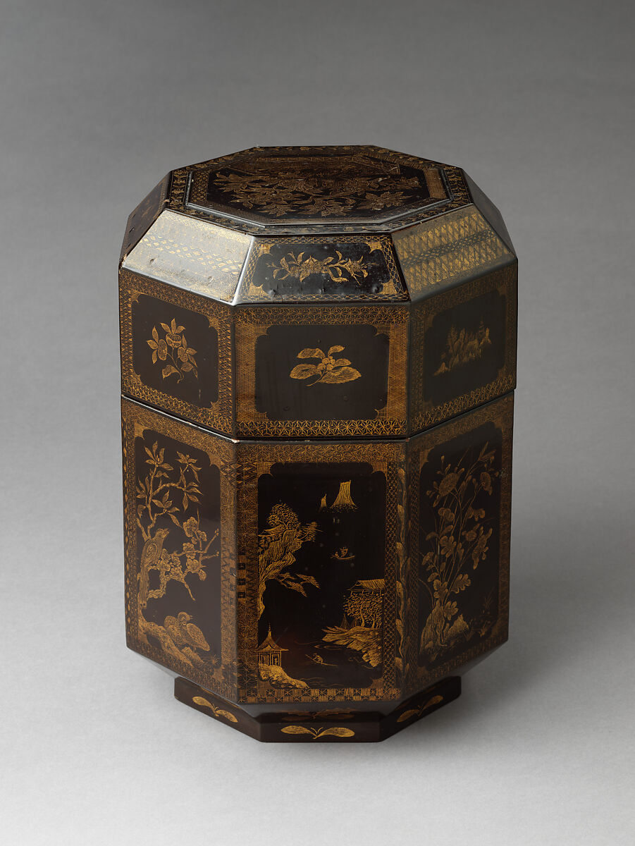Food box, Black lacquer with engraved-gold decoration, Japan (Ryūkyū Islands)