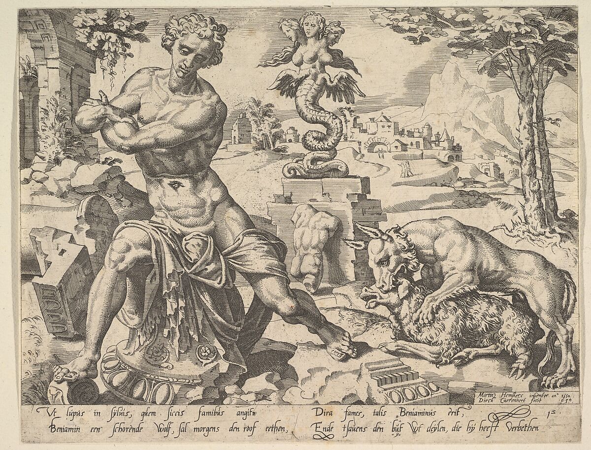 Benjamin, from "The Twelve Patriarchs", After Maarten van Heemskerck (Netherlandish, Heemskerck 1498–1574 Haarlem), Etching 