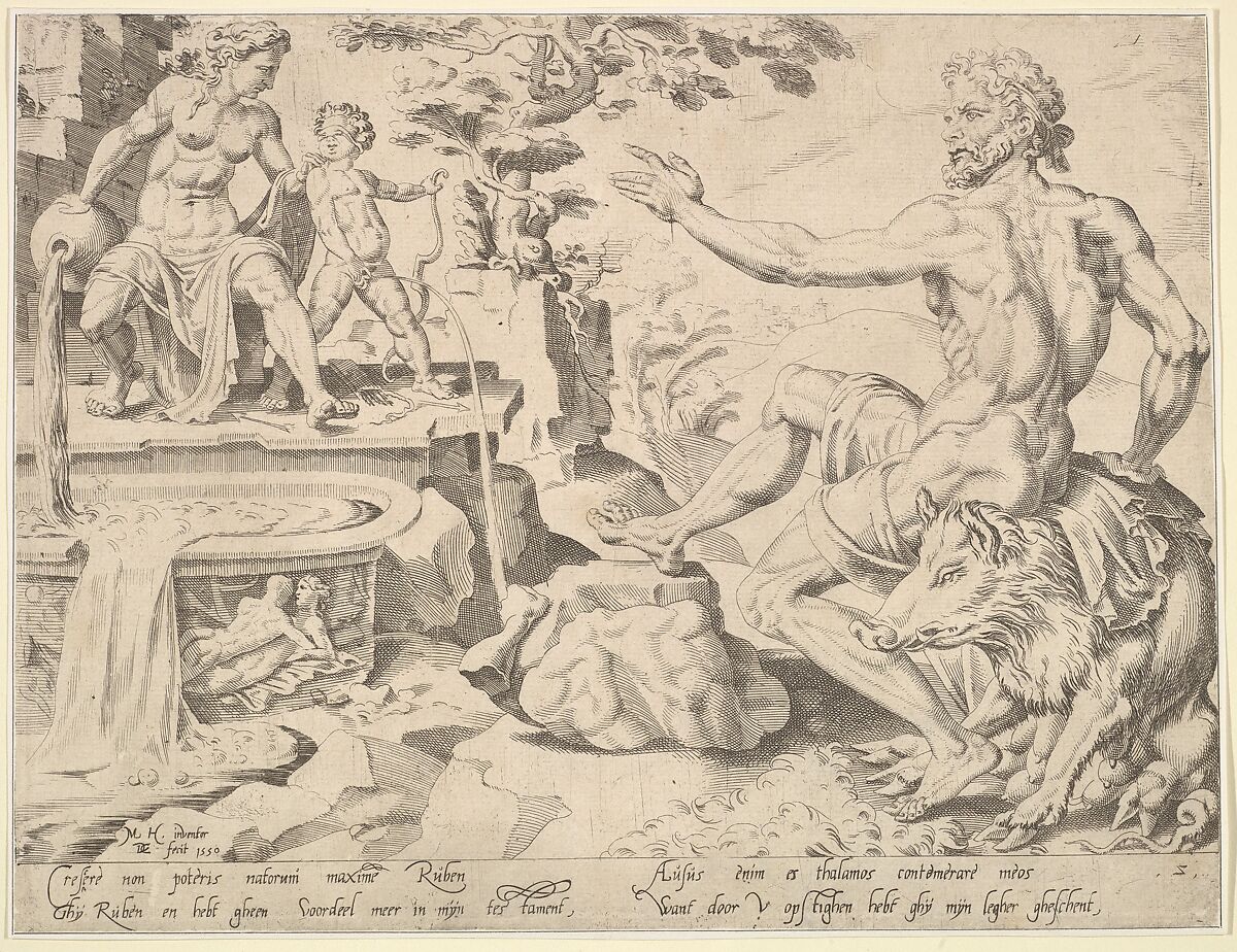 Reuben [Genesis 49:3-4], from the series The Twelve Patriarchs, After Maarten van Heemskerck (Netherlandish, Heemskerck 1498–1574 Haarlem), Etching; second state 
