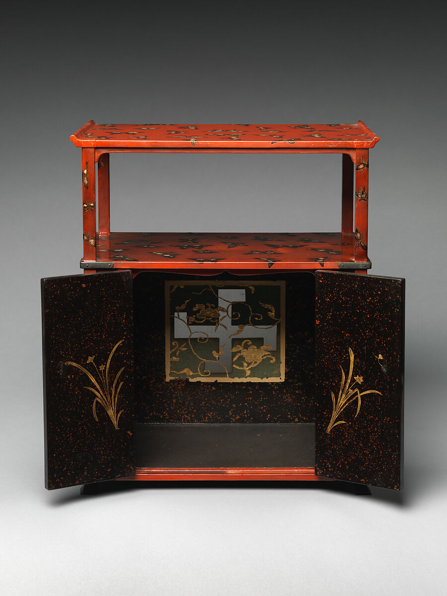 Cabinet with Design of Butterflies, Red lacquer with painted decoration, inlaid with mother-of-pearl, Japan (Ryūkyū Islands)