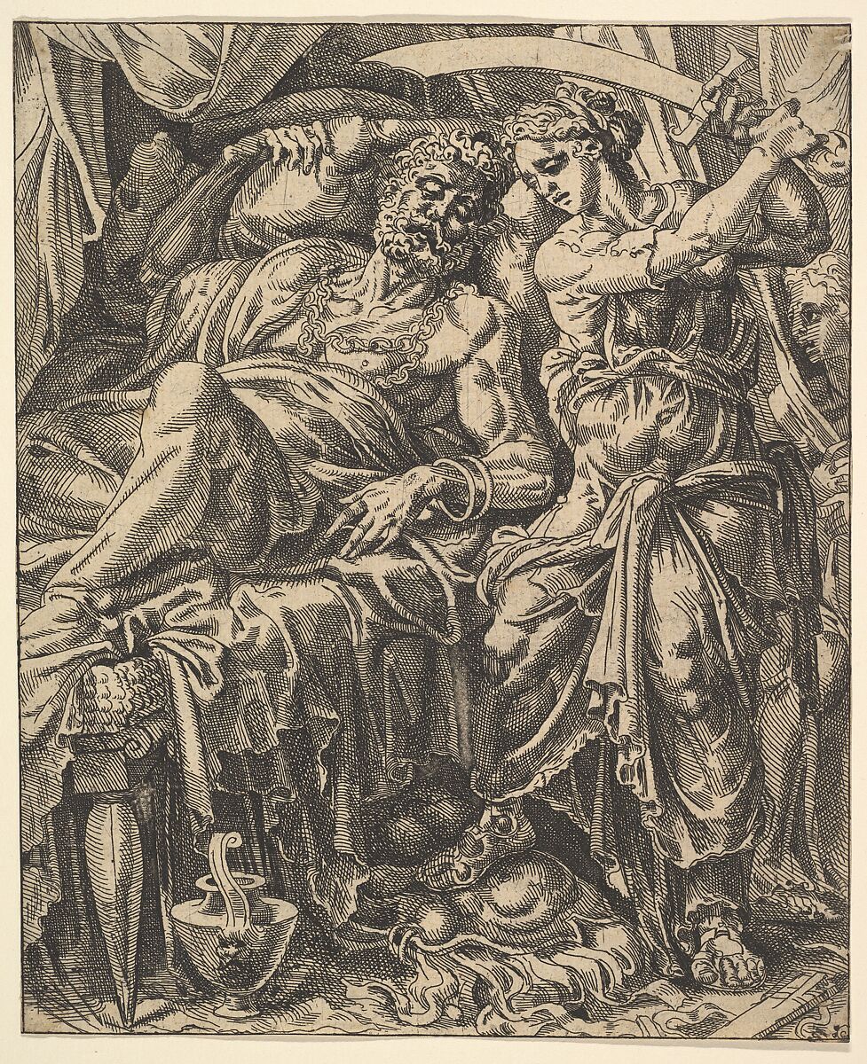 Judith Slaying Holofernes, from "The Story of Judith and Holofernes", Maarten van Heemskerck (Netherlandish, Heemskerck 1498–1574 Haarlem), Etching 
