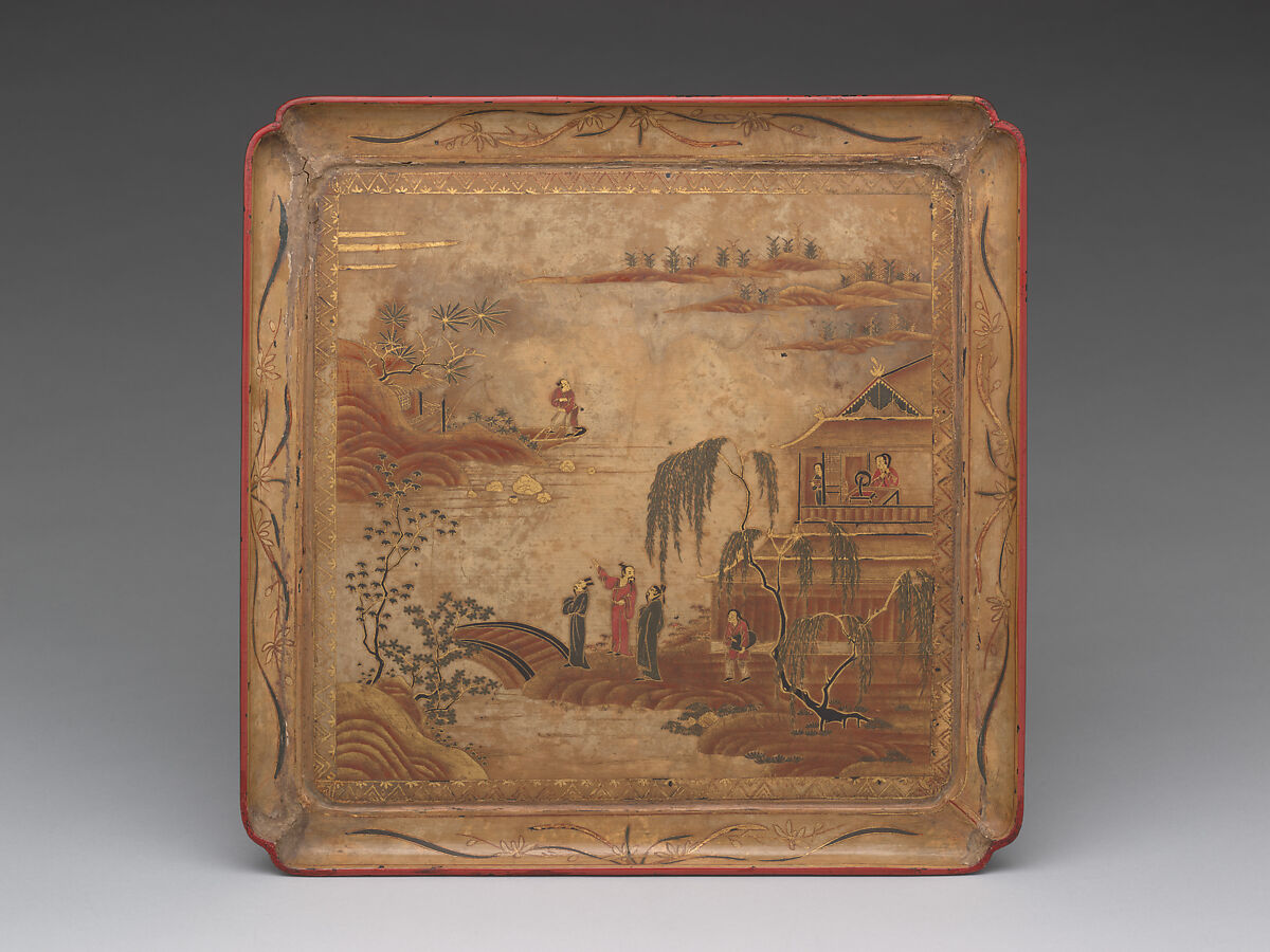 Square Tray, Lacquer with lacquer, litharge and gold painting, Japan (Ryūkyū Islands) 