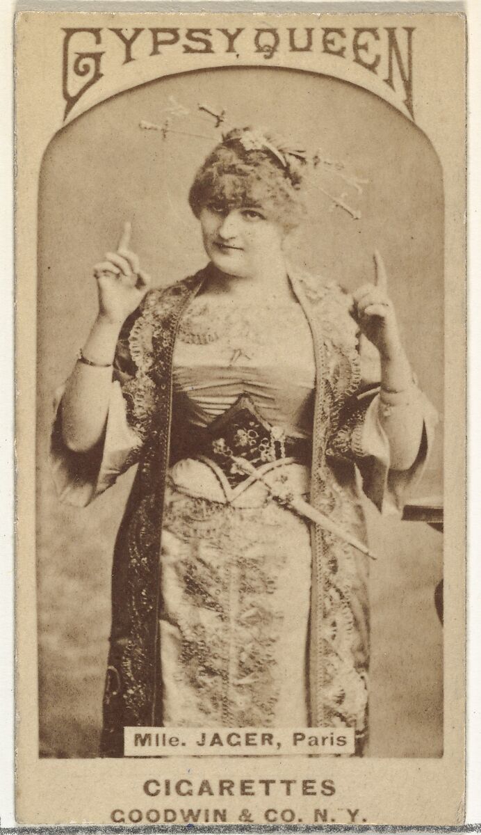 Mlle. Jager, Paris, from the Actors and Actresses series (N171) for Gypsy Queen Cigarettes, Issued by Goodwin &amp; Company, Albumen photograph 