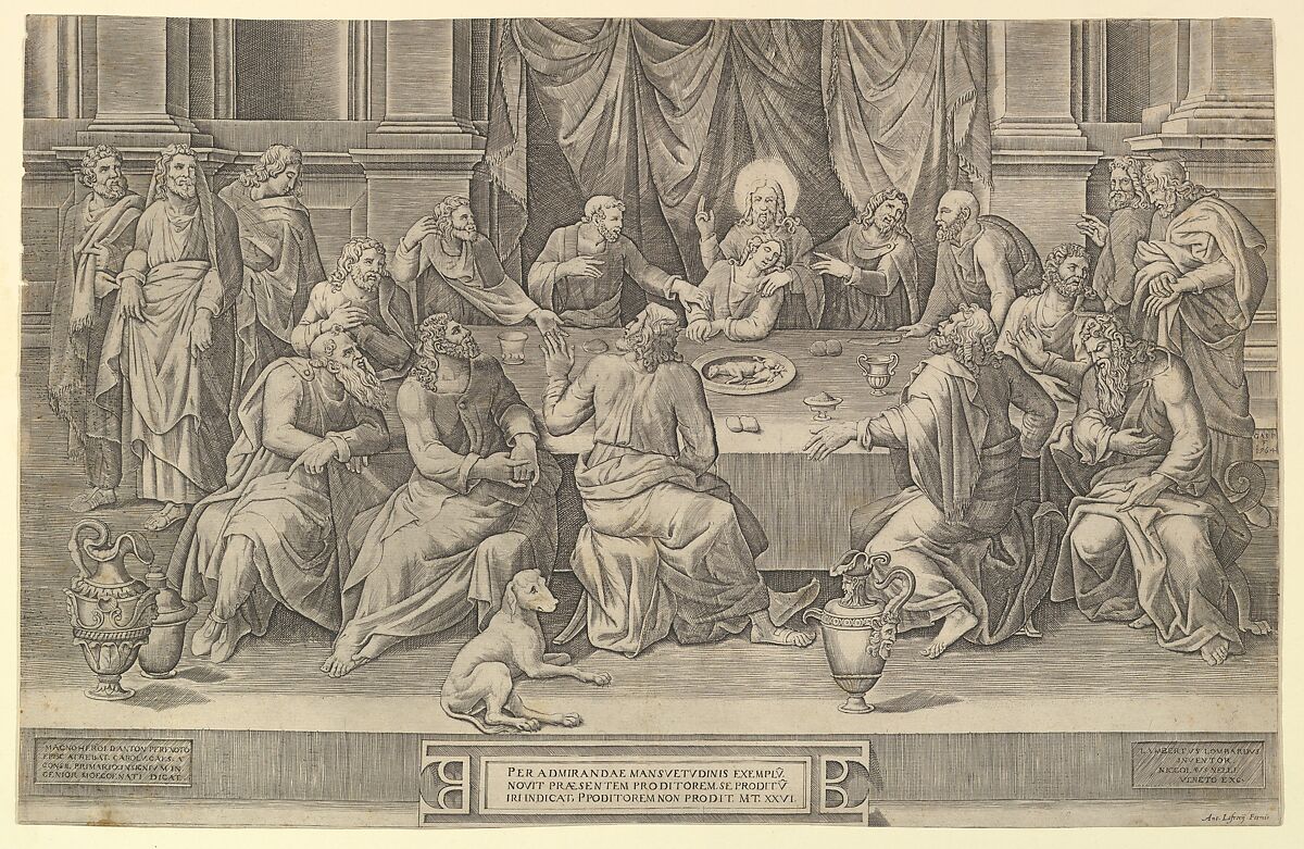 The Last Supper, Gaspare Osello (Italian, ca. 1536–1560/80), Engraving; copy 