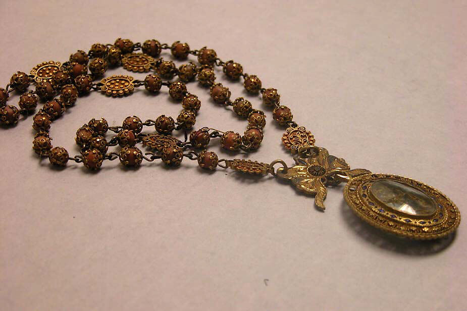 Necklace, Gold, coral, enamel, Philippines