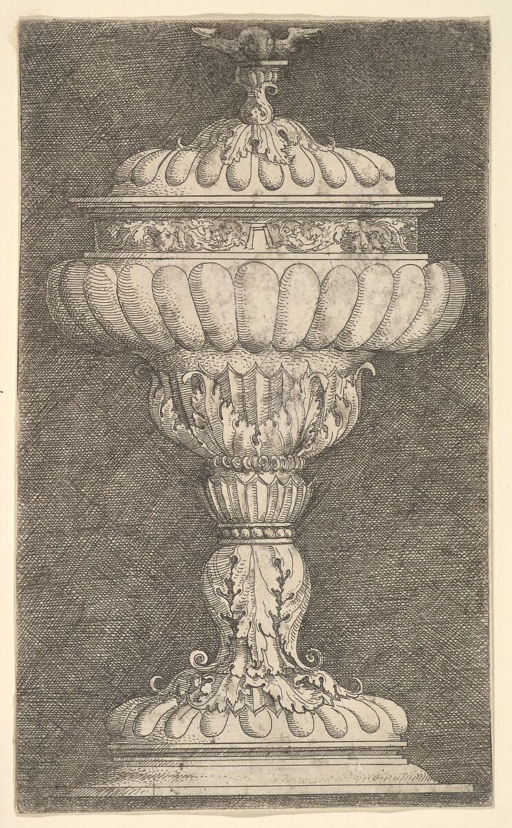 Covered Goblet with a Winged Ball on Top, Albrecht Altdorfer (German, Regensburg ca. 1480–1538 Regensburg), Etching 