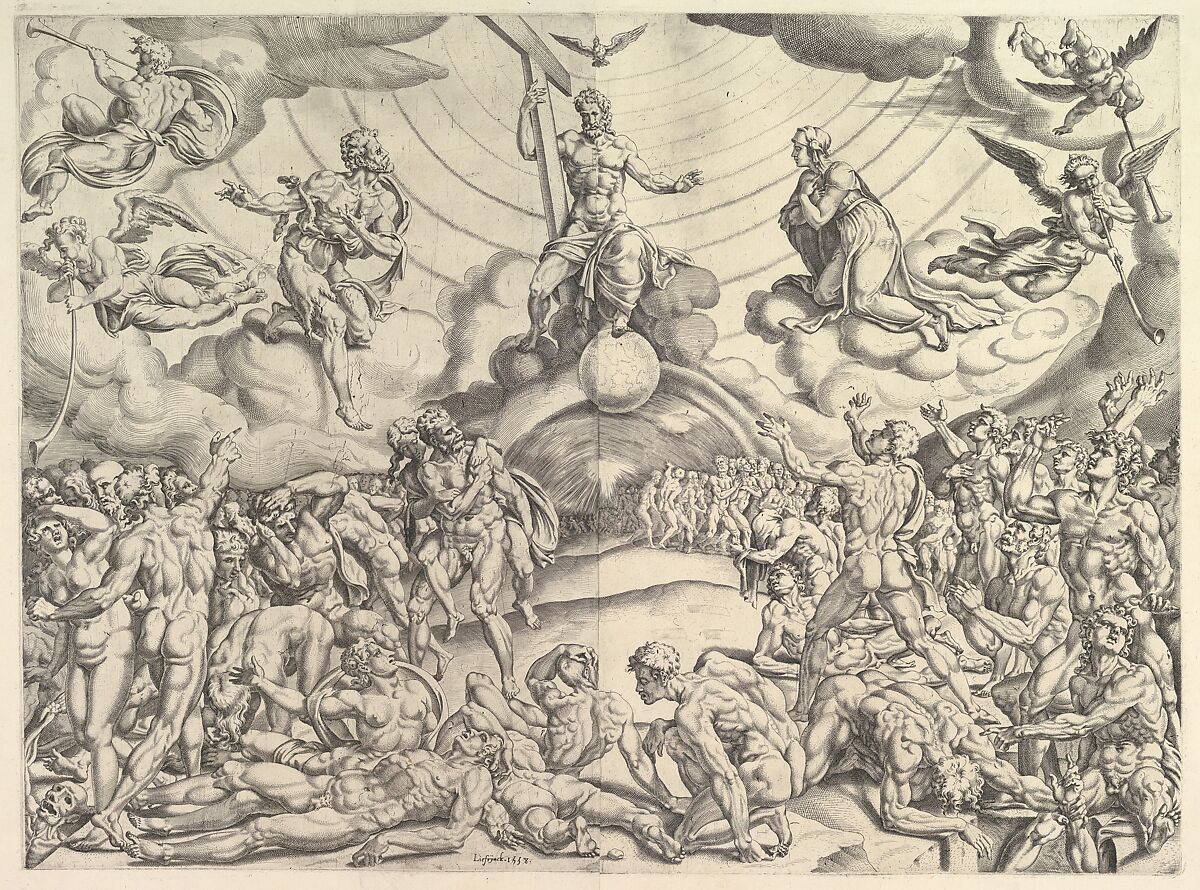 The Last Judgement, Cornelis Bos (Netherlandish, Hertogenbosch ca. 1510?–before 1556 Groningen), Etching, two plates 