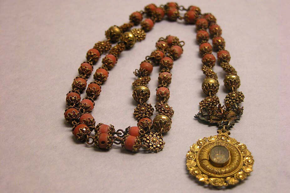 Necklace or Rosary (?), Gold and coral, Philippines 