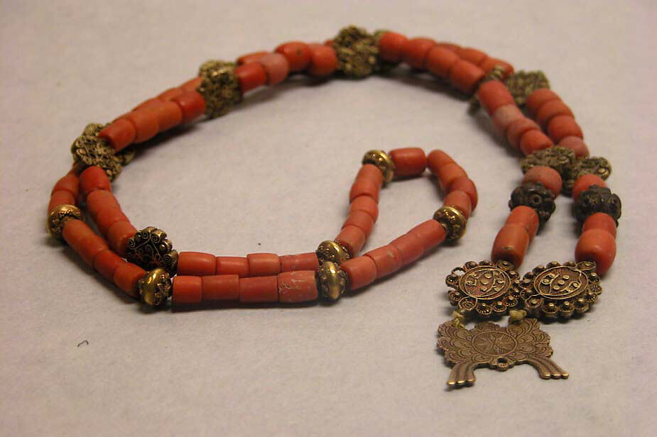 Necklace or Rosary (?), Gold, coral, Philippines 