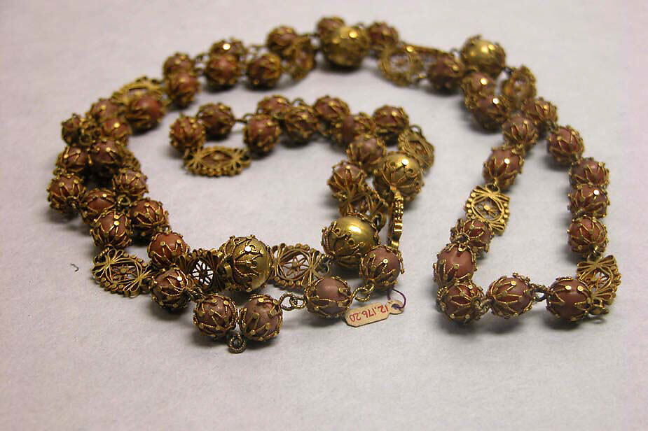 Necklace or Rosary (?), Gold, coral, Philippines 