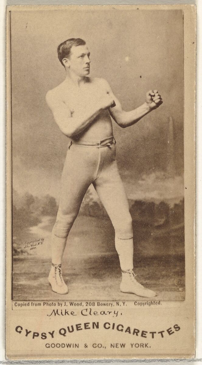 Mike Cleary, from the Celebrities and Prizefighters series (N174) for Gypsy Queen Cigarettes, Issued by Goodwin &amp; Company, Albumen photograph 