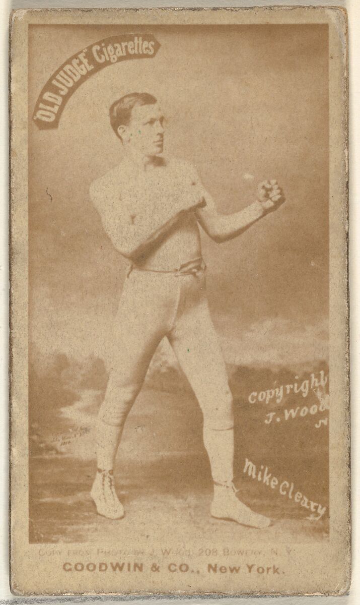 Mike Cleary, from the Celebrities and Prizefighters series (N174) for Old Judge Cigarettes, Issued by Goodwin &amp; Company, Albumen photograph 