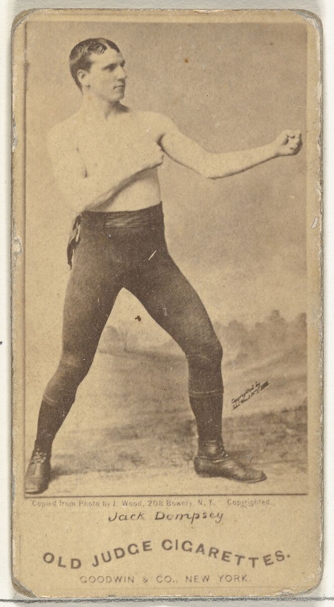 Jack Dempsey, from the Celebrities and Prizefighters series (N174) for Old Judge Cigarettes, Issued by Goodwin &amp; Company, Albumen photograph 