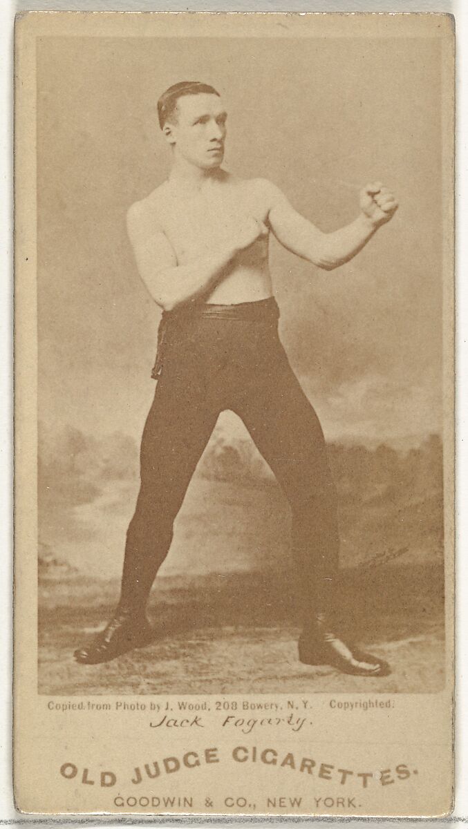 Jack Fogarty, from the Celebrities and Prizefighters series (N174) for Old Judge Cigarettes, Issued by Goodwin &amp; Company, Albumen photograph 