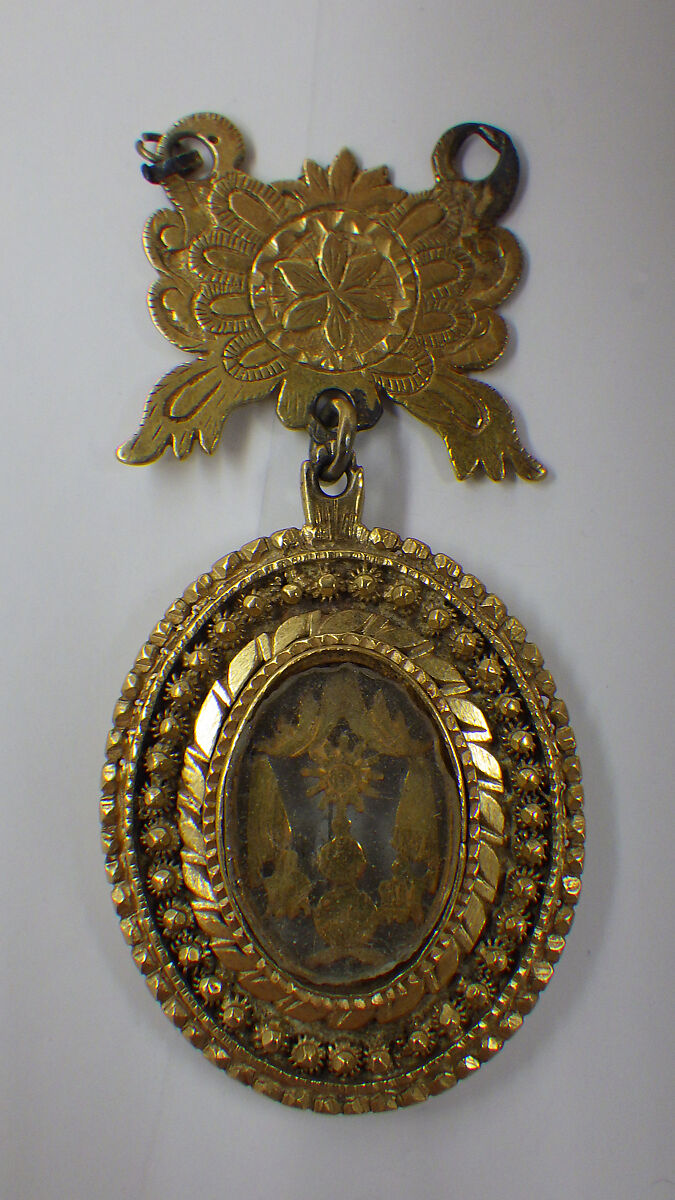 Pendant, Gold alloy and glass, Philippines 
