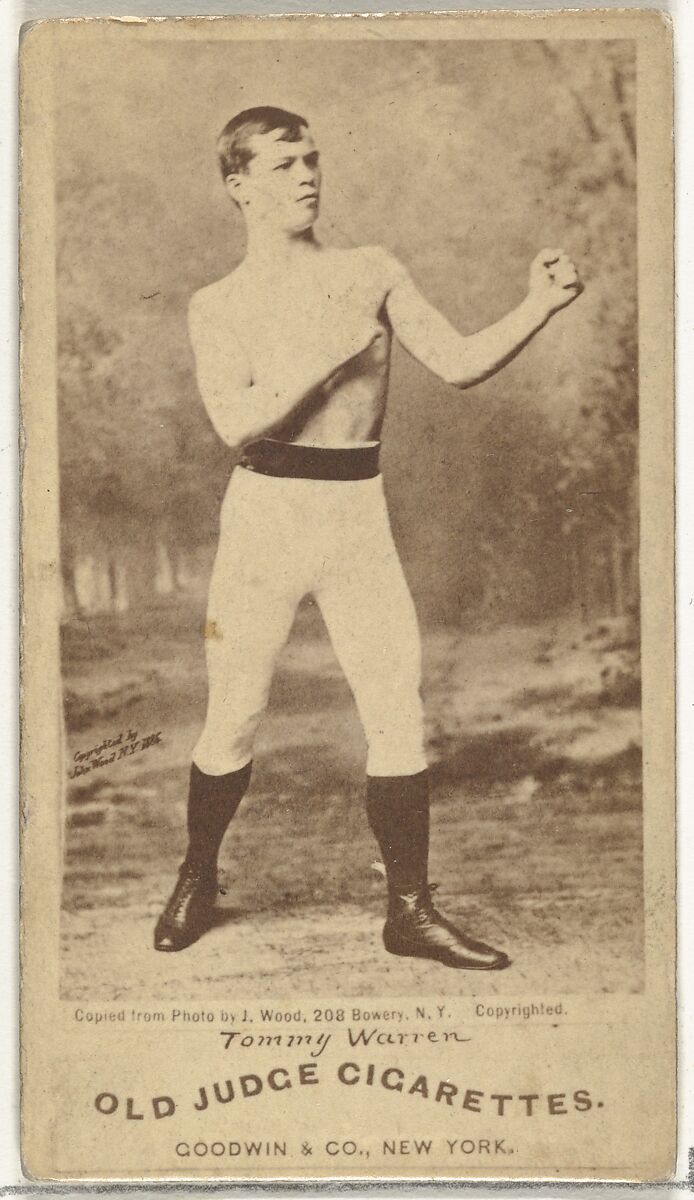 Tommy Warren, from the Celebrities and Prizefighters series (N174) for Old Judge Cigarettes, Issued by Goodwin &amp; Company, Albumen photograph 