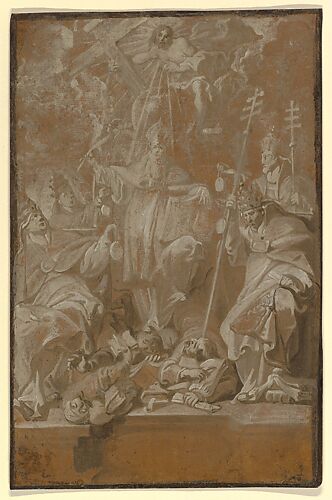 Saint Lambert Trampling his Murderers, Surrounded by the Four Church Fathers