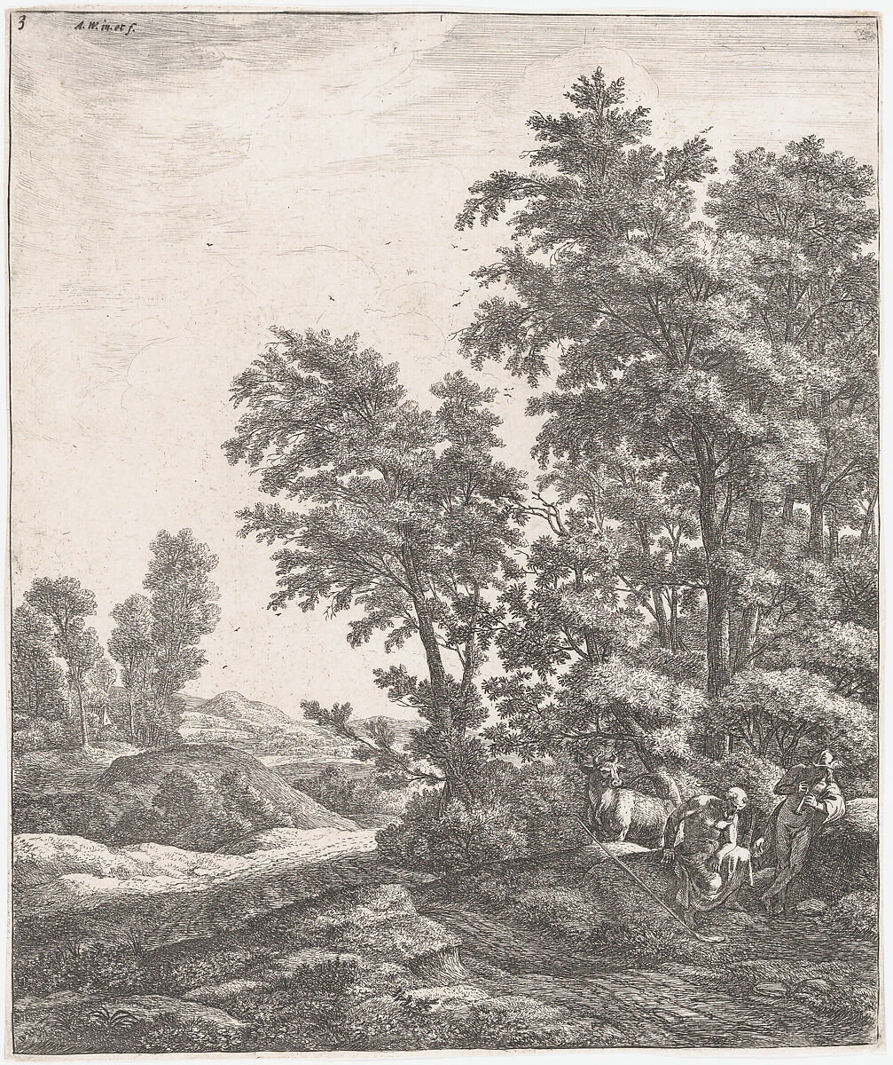 Landscape with Mercury and Argus, from "Six Mythological Scenes", Anthonie Waterloo (Dutch, Lille 1609–1690 Utrecht), Etching; second state of two