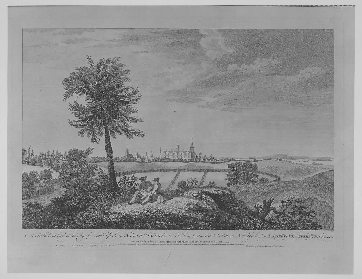 A South East View of the City of New York, in North America, Pierre Charles Canot (French, Paris 1710–1777 Kentish Town, London (active England)), Etching and engraving 