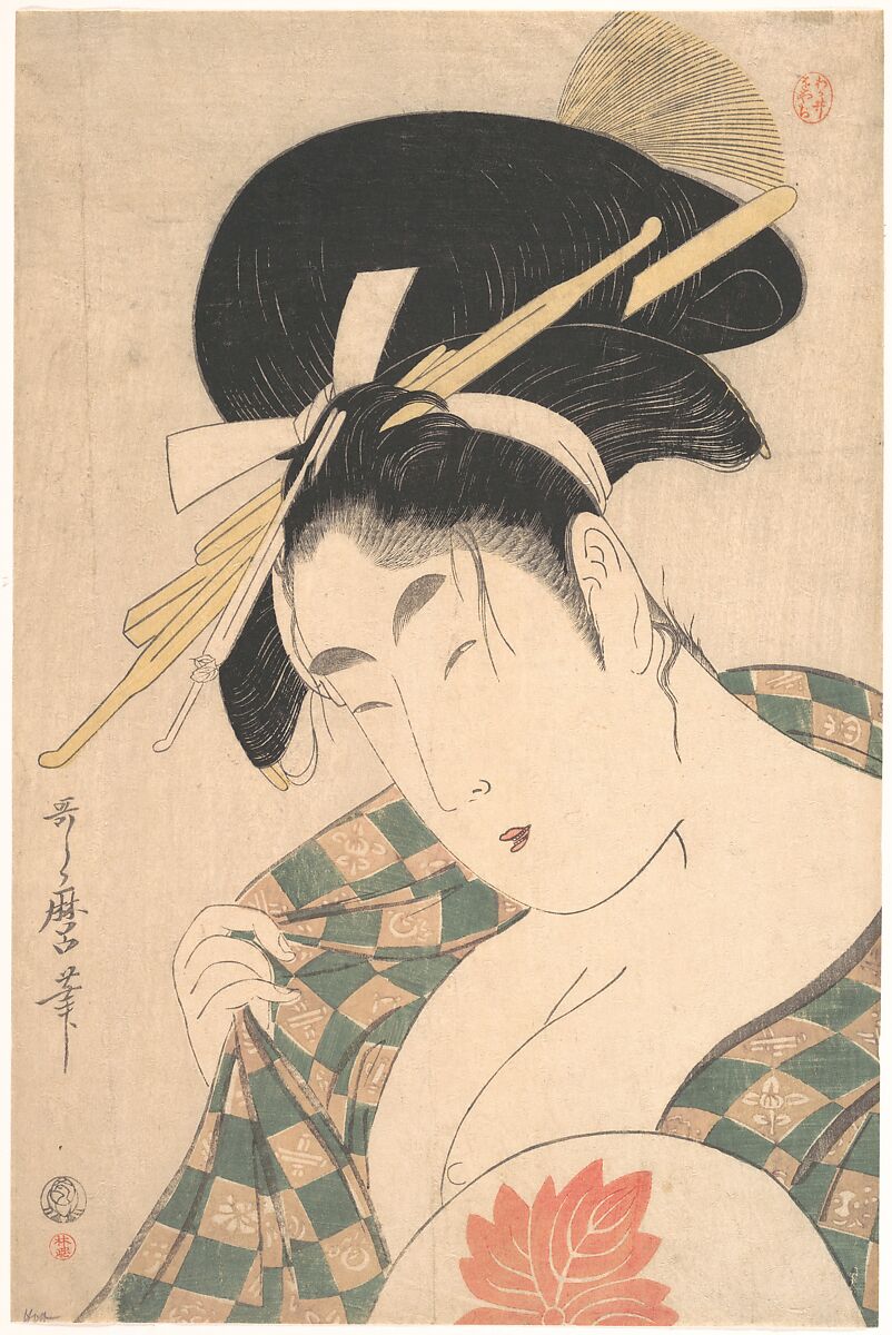 A Courtesan, Kitagawa Utamaro (Japanese, ca. 1754–1806), Woodblock print; ink and color on paper, Japan 