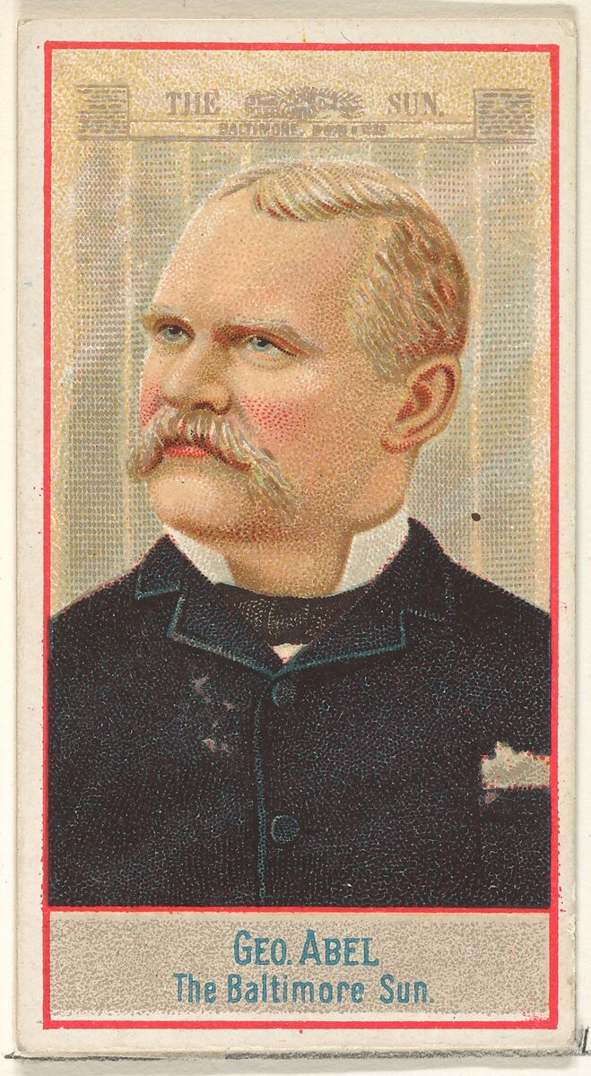 George Abel, The Baltimore Sun, from the American Editors series (N1) for Allen & Ginter Cigarettes Brands, Issued by Allen &amp; Ginter (American, Richmond, Virginia), Commercial color lithograph 
