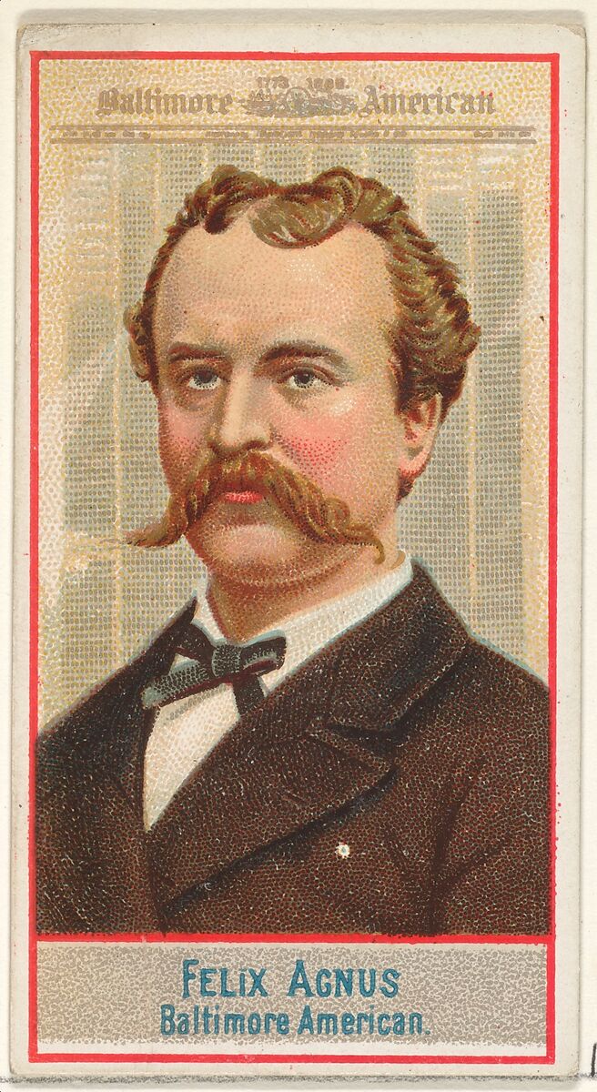 Felix Agnus, Baltimore American, from the American Editors series (N1) for Allen & Ginter Cigarettes Brands, Issued by Allen &amp; Ginter (American, Richmond, Virginia), Commercial color lithograph 
