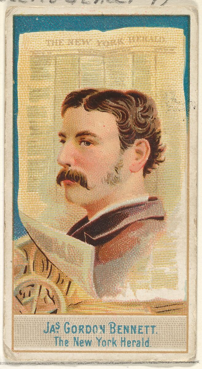 James Gordon Bennett, The New York Herald, from the American Editors series (N1) for Allen & Ginter Cigarettes Brands, Issued by Allen &amp; Ginter (American, Richmond, Virginia), Commercial color lithograph 