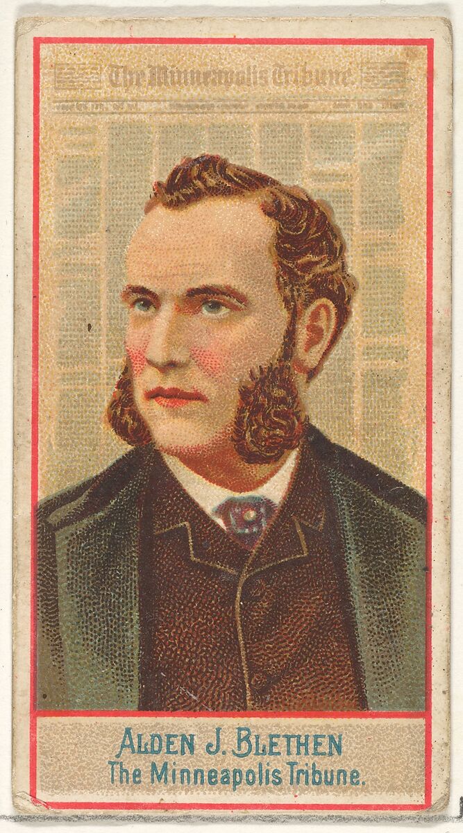 Alden J. Blethen, The Minneapolis Tribune, from the American Editors series (N1) for Allen & Ginter Cigarettes Brands, Issued by Allen &amp; Ginter (American, Richmond, Virginia), Commercial color lithograph 