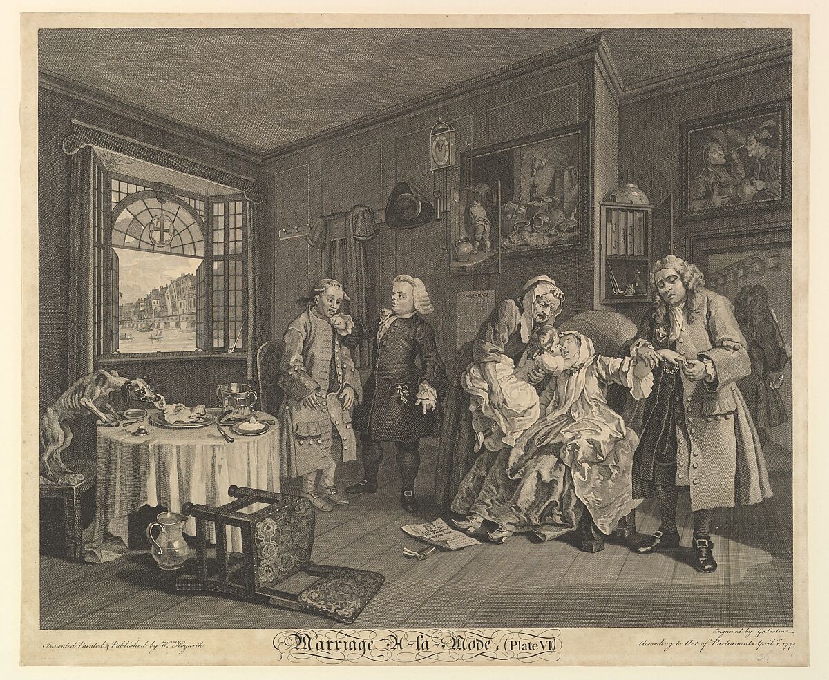 Marriage A-la-Mode, Plate VI, Gérard Jean-Baptiste Scotin (French, Paris 1698–after 1755), Etching and engraving; second state of three 