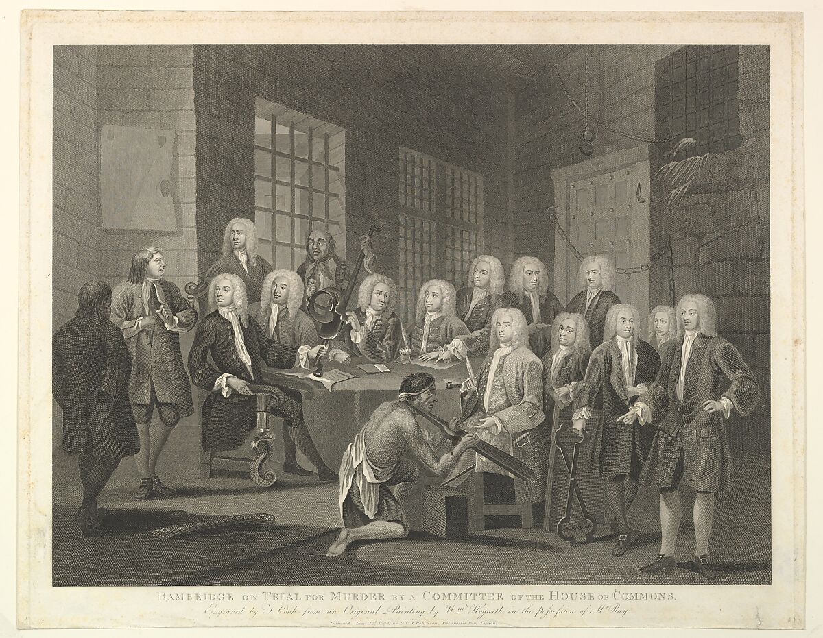 Bambridge on Trial for Murder by a Committee of the House of Commons, Thomas Cook (British, 1744?–1818), Engraving 