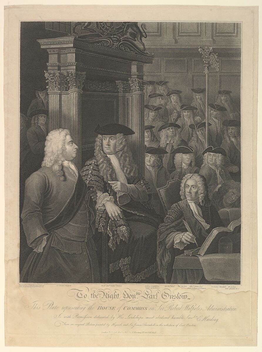 House of Commons - Sir Robert Walpole's Administration, Anthony Fogg (British, active 1792–1806), Etching and stipple engraving 