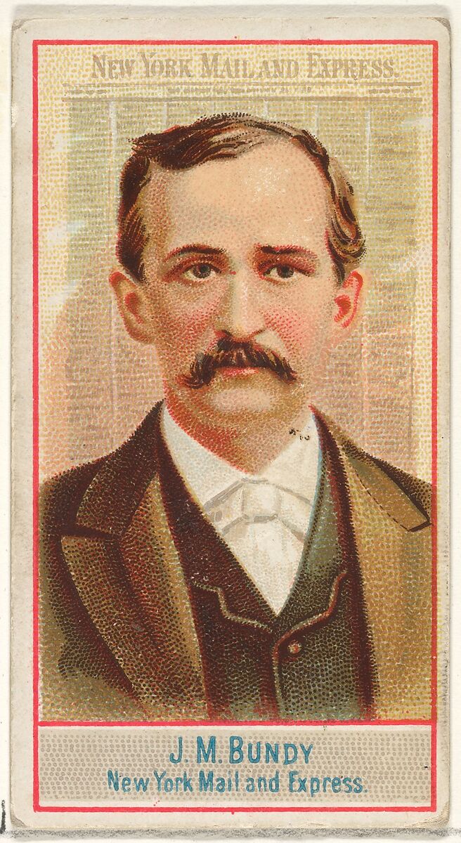 J.M. Bundy, New York Mail and Express, from the American Editors series (N1) for Allen & Ginter Cigarettes Brands, Issued by Allen &amp; Ginter (American, Richmond, Virginia), Commercial color lithograph 