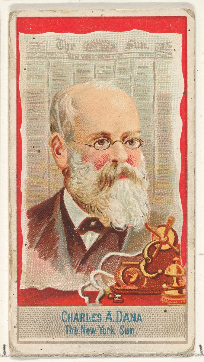 Charles A. Dana, The New York Sun, from the American Editors series (N1) for Allen & Ginter Cigarettes Brands, Issued by Allen &amp; Ginter (American, Richmond, Virginia), Commercial color lithograph 