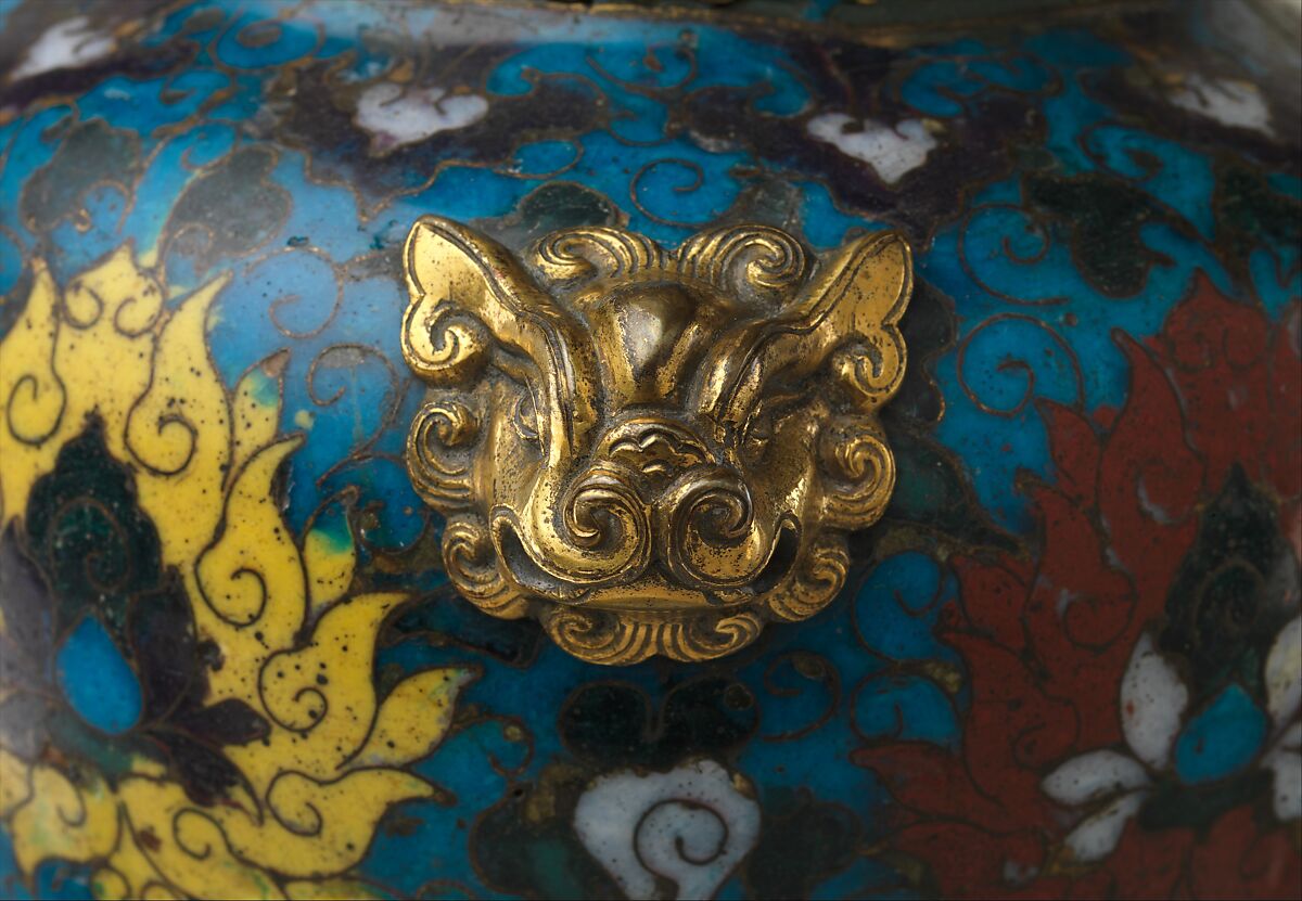 Vase with lotus scrolls, Cloisonné enamel, gilt bronze mounts, China