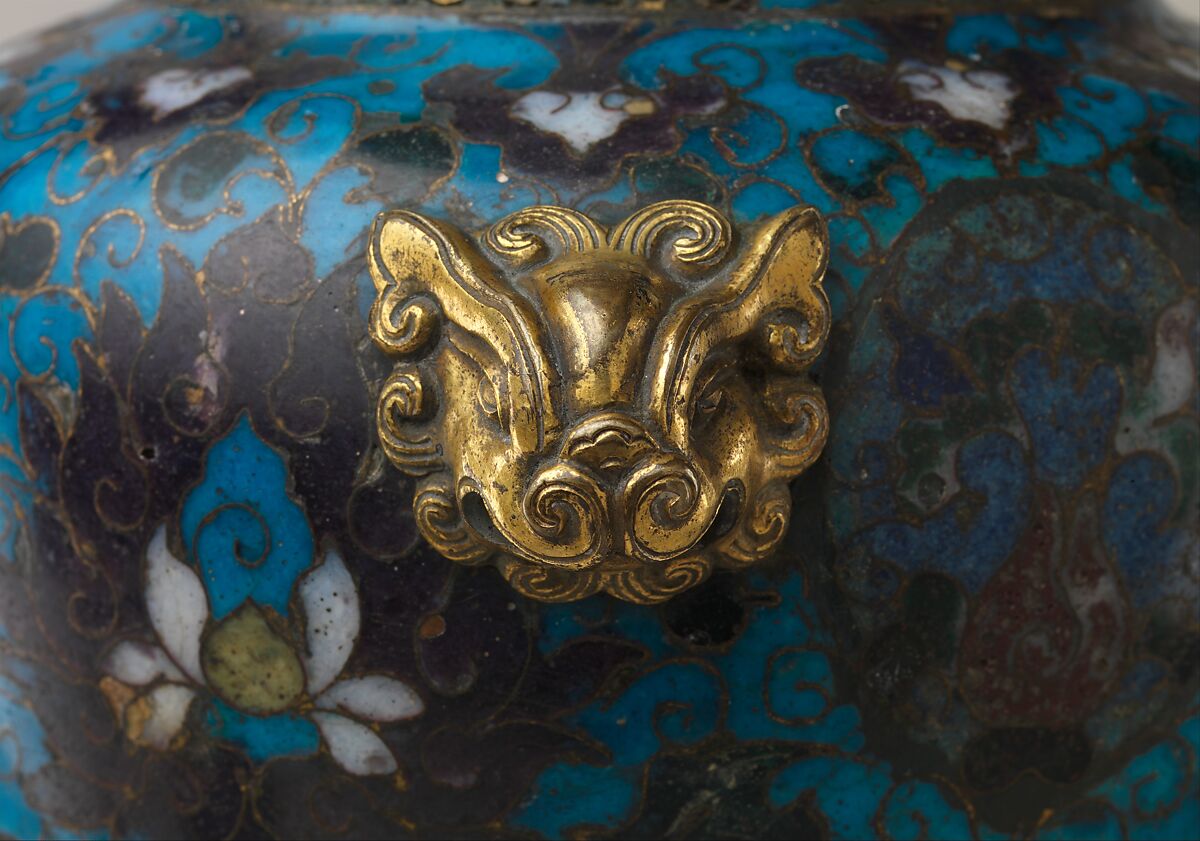 Vase with lotus scrolls, Cloisonné enamel, gilt bronze mounts, China